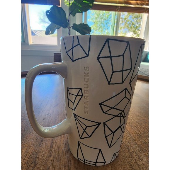 Starbucks Other - 2014 Starbucks Green Dot Collection Black Geometric Ice Cubes Mug Cup 16oz